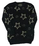 Černý chlupatý svetr s hvězdičkami Yd.