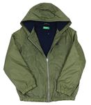 Khaki šusťáková jarní bunda s kapucí Benetton