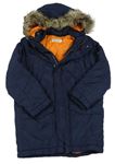 Tmavomodrá šusťáková zimní bunda s kapucí H&M