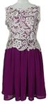 Dámské purpurovo-bílé krajkovo-šifonové šaty Boohoo 