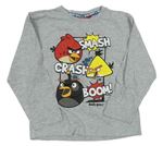 Šedé melírované triko s Angry Birds