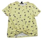 Žluté crop tričko s motýlky New Look