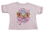Světlerůžové crop tričko s motýlem F&F