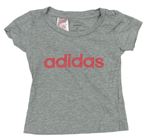 Šedé melírované tričko s nápisem Adidas