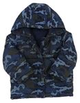 Modro-černá army šusťáková zimní bunda s kapucí Matalan
