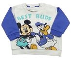 Světlešedo-modrá mikina s Mickey mousem a Kačerem Donaldem Disney