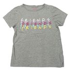 Šedé melírované tričko s nápisy - Friends Primark