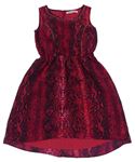 Tmavočerveno-černé vzorované šifonové šaty s cvočky Freespirit