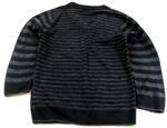 Tmavošedo-černý pruhovaný pletený svetřík zn. Marks&Spencer