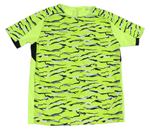 Neonově zeleno-černé army funkční tričko Decathlon