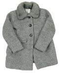 Šedý huňatý vlněný podšitý kabát Primark