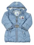 Světlemodrý šusťákový zimní kabát s kapucí a páskem - Frozen C&A