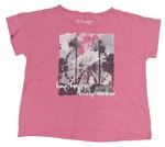 Růžové melírované crop tričko s potiskem Alive