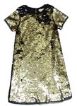 Zlaté/černé síťované slavnostní šaty s překlápěcími flitry Primark