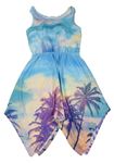 Modro-pudrovo-lososové šaty s palmami H&M