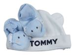 2set - bílá sametová čepice Tommy Hilfiger + sametové capáčky se slony