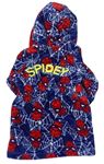 Tmavomodrý chlupatý župan Spiderman s kapucí zn. Marvel