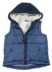 Tmavomodrá melírovaná šusťáková zateplená vesta s kapucí F&F