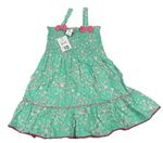 Zelené květované lehké šaty s mašlemi