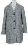 Dámský černo-šedý melírovaný vlněný kabát C&A