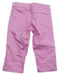 Růžové crop plátěné kalhoty zn. Pocopiano