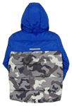 Army-cobaltově modrá prošívaná šusťáková zimní bunda s logem - PlayStation a kapucí
