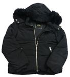 Černá šusťáková zimní bunda s kapucí River Island