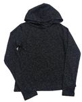 Černé třpytivé lehké pletené triko s kapucí 