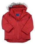 Červená šusťáková zimní bunda s kapucí 
