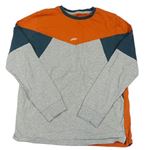 Oranžovo-šedo-tmavozelené triko s výšivkou Next