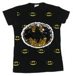 Černé tričko s překlápěcí flitry - Batman