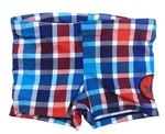 Červeno-modré kostkované nohavičkové plavky 