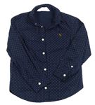 Tmavomodrá puntíkatá košile s výšivkou H&M