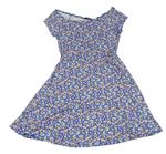 Modro-barevné květované lehké šaty New Look