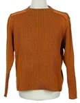 Pánský oranžový žebrovaný svetr 
