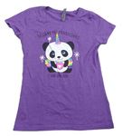 Levandulové melírované tričko s pandou Next Level