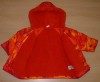 Červeno-oranžová šusťáková zateplená bundička s kapucí a beruškami