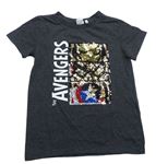 Tmavošedé melírované tričko s Avegers z překlápěcích flitrů MARVEL