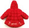 Červená šusťáková zimní bunda s kapucí a kytičkami zn. Next 