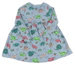 Světlemodré bavlněné šaty s dinosaury a duhami F&F