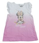 Bílo-světlerůžové tričko s Minnie Disney