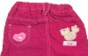 Outlet - Růžové manžestrové oteplené kalhoty s nášivkami