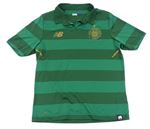 Tmavozeleno-khaki pruhovaný funkční fotbalový dres Celtic new balance