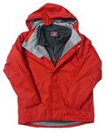 2set- Červená šusťáková bunda s kapucí  + Šedá fleecová propínací mikina zn. Tog24