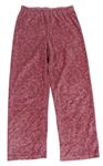 Starorůžové sametové pyžamové kalhoty s hvězdami 