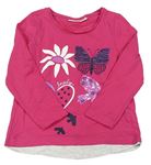 Růžové triko s obrázky s flitry  Kids 