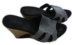 Dámské černo-stříbrné pantofle na klínku s cvočky Graceland vel. 38