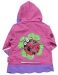 Růžovo-fialová nepromokavá bunda s beruškami a kapucí 