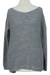 Dámský šedý svetr s průstřihy na zádech 