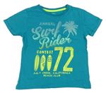 Tyrkysové tričko s nápisem a surfy F&F